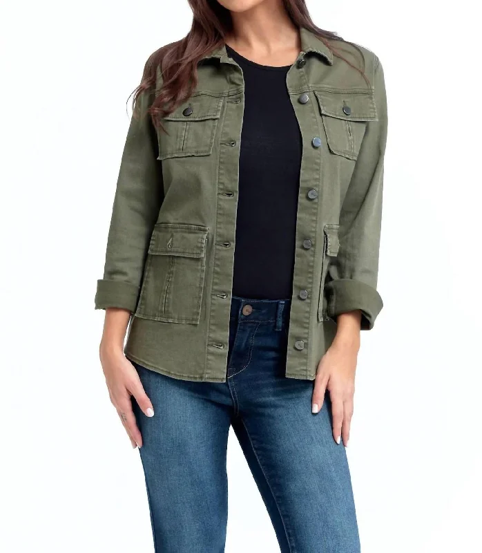 ladies' fur-lined jacket -Stretch Utility Jacket In Kasey