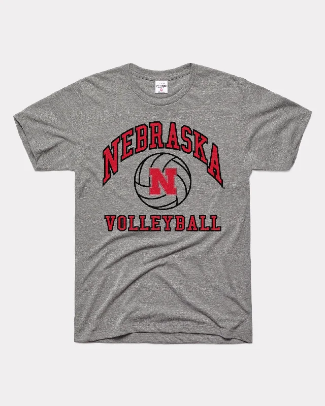 relaxed-fit linen shirt for women -Nebraska Cornhuskers Volleyball Grey T-Shirt