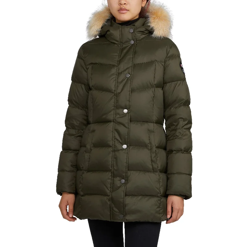 warm padded coat for women -Pajar Women's Roxy Quilted Puffer with Detachable Faux Fur Trim