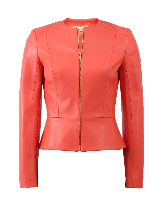 women's thermal long coat -Leather Jacket