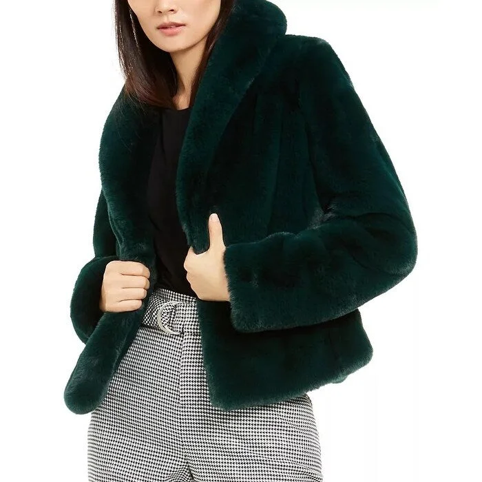 women's belted trench coat -INC International Concepts Women's Faux-Fur Coat Green Size X-Small - XS