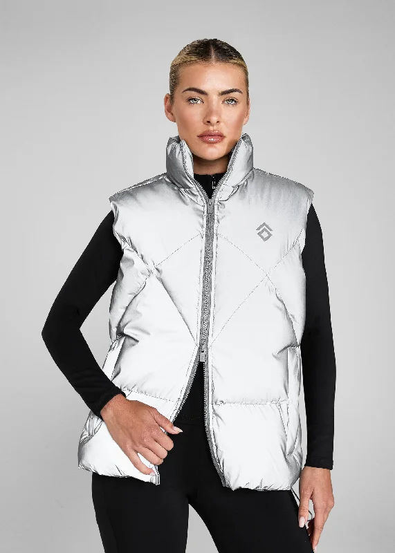 women's varsity bomber jacket -Reflective Heavy Quilted Gilet