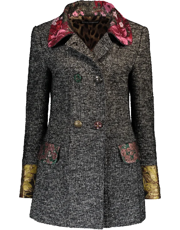 classic women's wool coat -Tweed Jacket