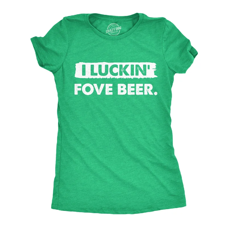 women's striped casual shirt -I Luckin Fove Beer Women's T Shirt