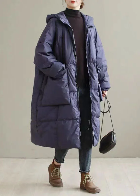 women's winter coat -Plus Size Purple Hooded thick Duck Down Down Coats Winter