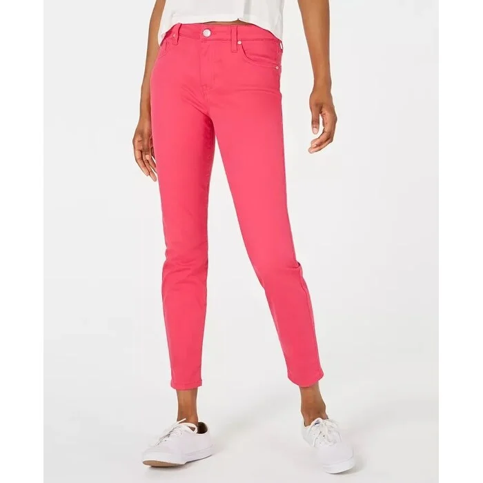 women's cuffed ankle skinny jeans -Celebrity Pink Juniors' Ankle Skinny Jeans Dark Pink Size 3