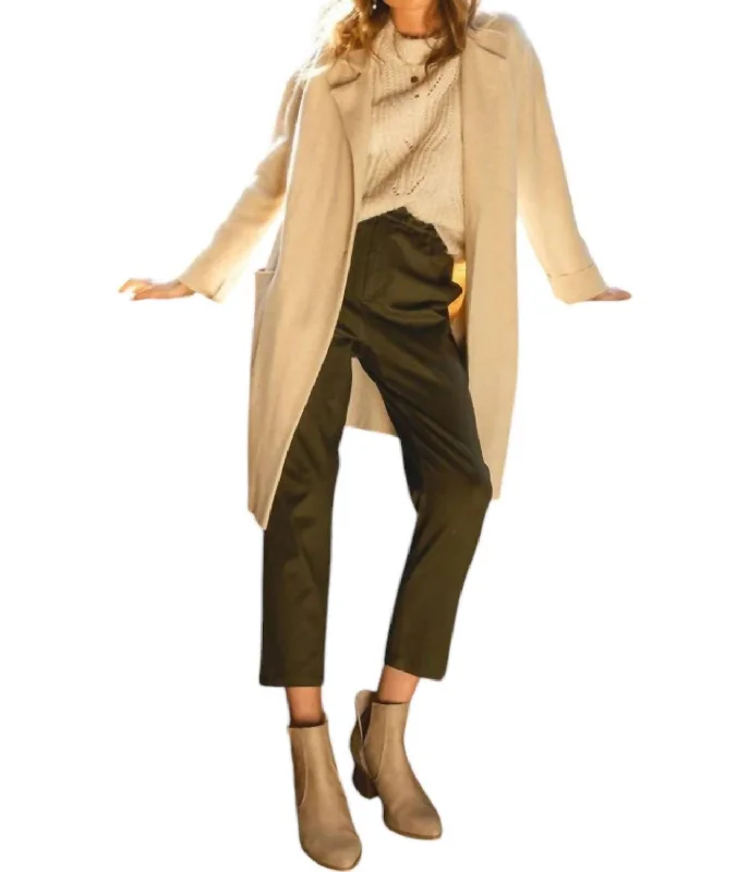 ladies' wool overcoat -Wide Collar Coat In Beige