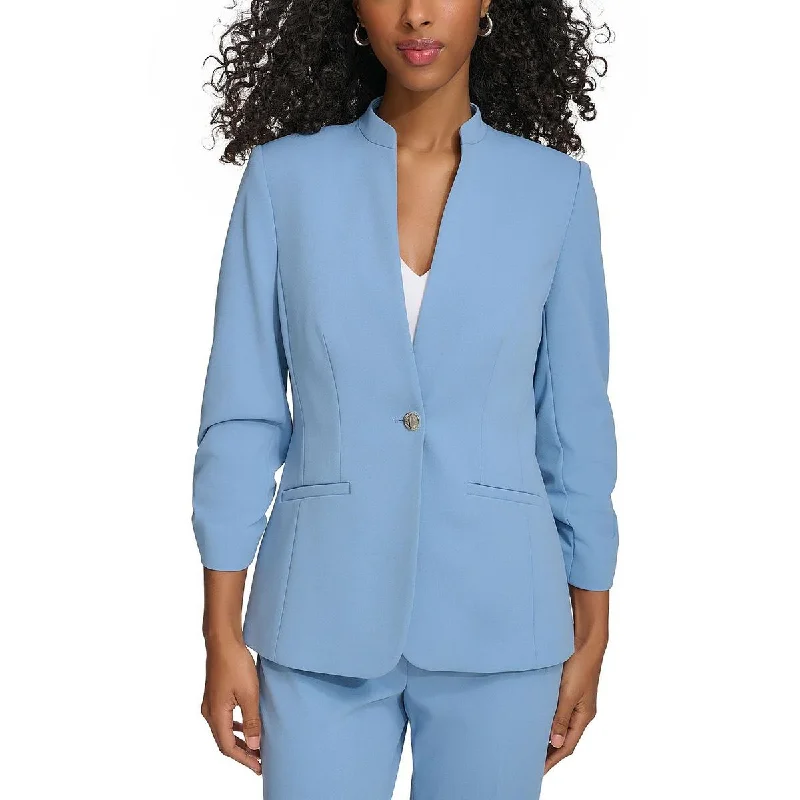 professional work blazer for women -Calvin Klein Womens Petites Collarless 3/4 Sleeve One-Button Blazer