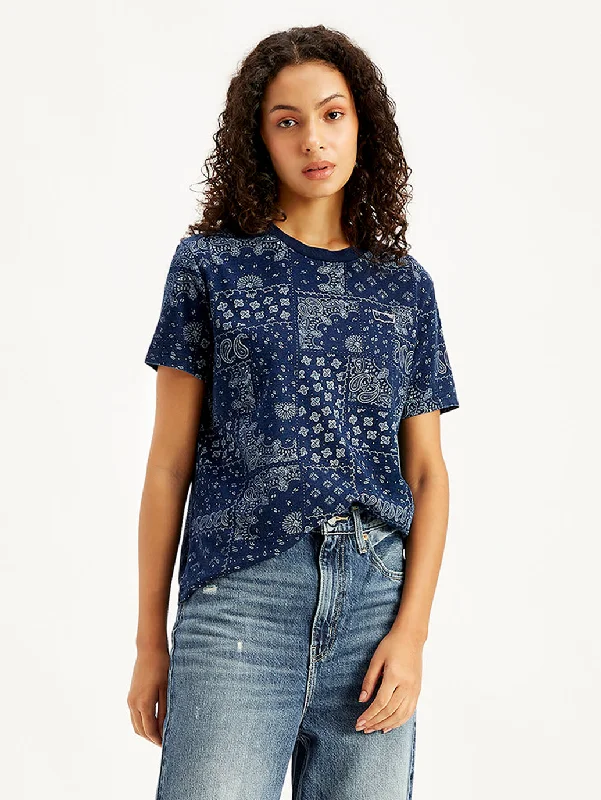 ladies' floral print top -Women's Paisley Straight Fit T-Shirt