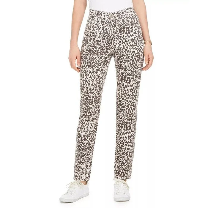 stylish high-rise cigarette jeans -Style & Co Women's Animal-Print Tummy-Control Slim Jeans Size 12 P