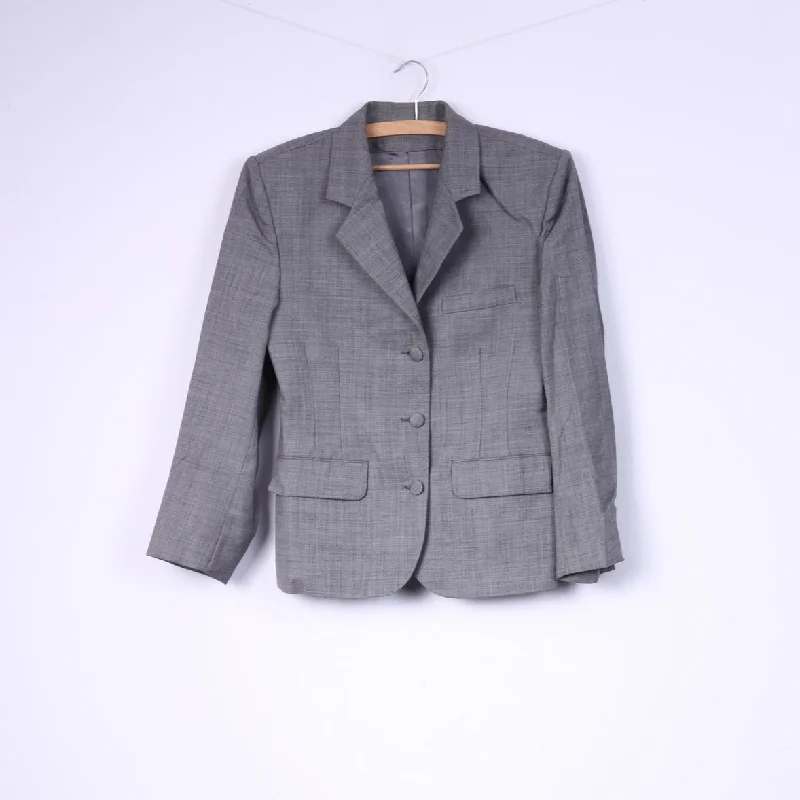 ladies' fleece zip-up jacket -Coreello Paris Women S Blazer Gray Wool Vintage Moorside Worsteds Wool Jacket