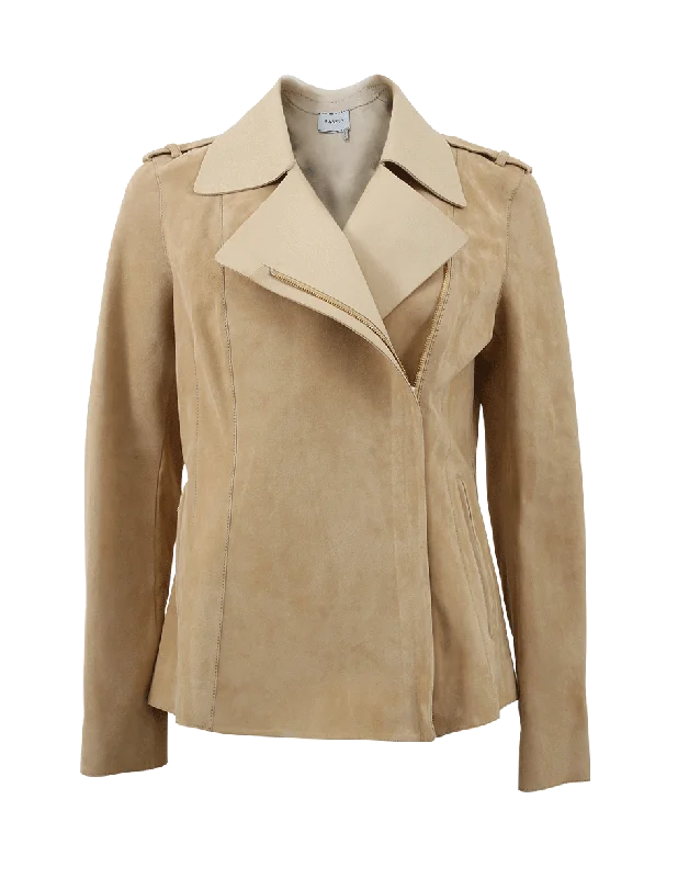 versatile casual coat for women -Suede Jacket