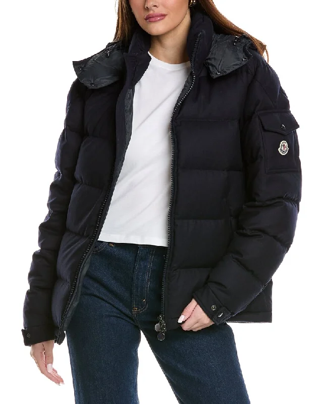 warm alpaca wool coat for ladies -Moncler Wool Down Coat