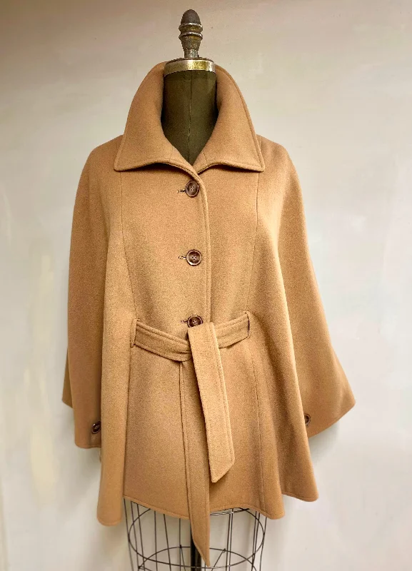 fitted wool blend coat for women -Contessa Cape - Cashmere & Wool