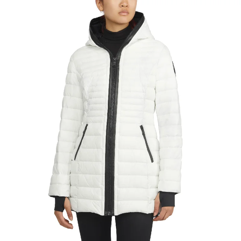 women's relaxed boyfriend blazer -Pajar Women's Lyvien Light Weight Packable Puffer with Zip to Top Fixed Hood