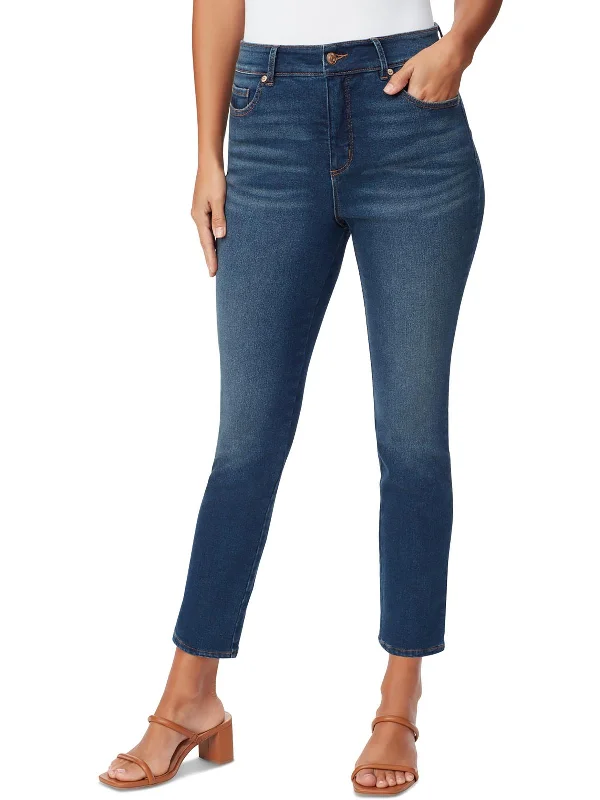 trendy mom jeans for women -Anywhere Womens High Rise Whisker Wash Skinny Jeans