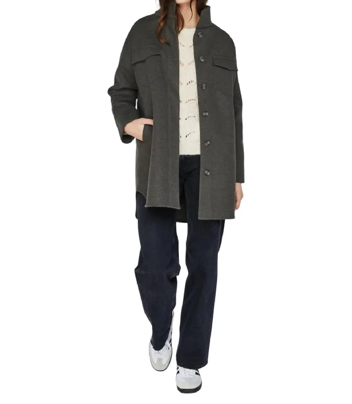 cropped wool blazer for women -Wesley Jacket In Heather Evergreen