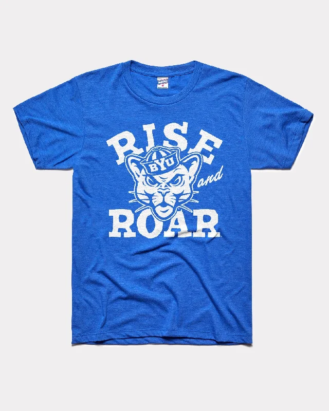 women's sheer mesh blouse -Rise & Roar BYU Cougars Royal Blue T-Shirt