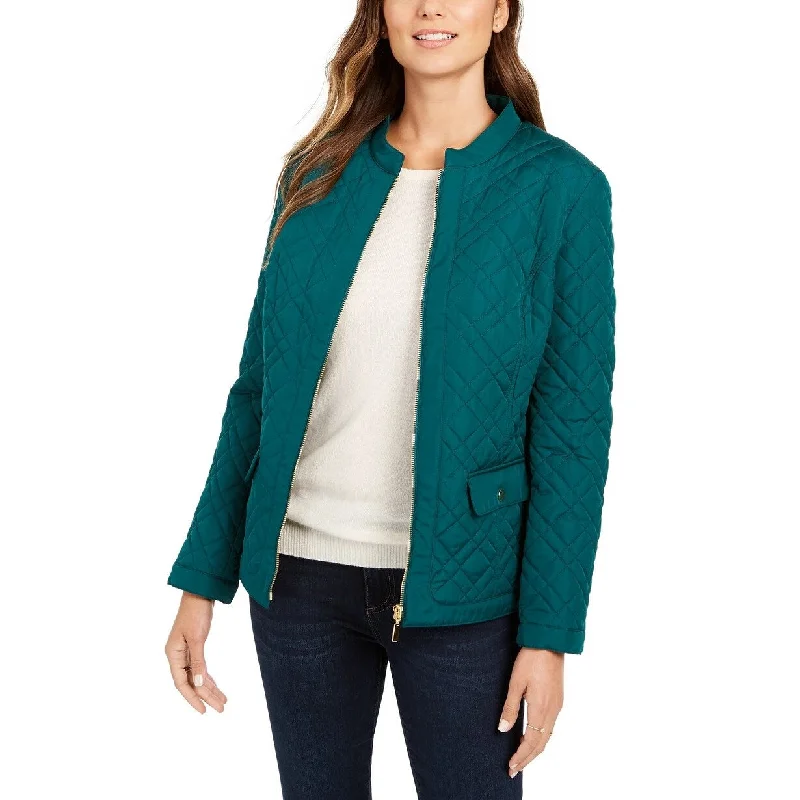 lightweight packable jacket for women -Charter Club Women's Quilted Mandarin-Collar Jacket Dark Green Size XX Large - XX-Large