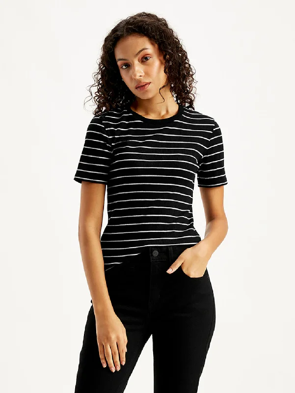 lightweight crinkle blouse for women -Women's Striped Regular Fit T-Shirt