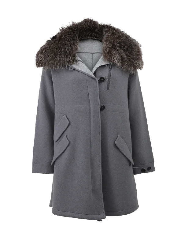 ladies' fur-lined jacket -Toggle Sweater Jacket