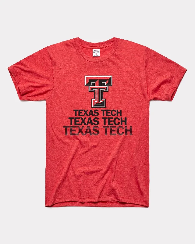 trendy square-neck blouse for ladies -Texas Tech Stacked Red Raiders Vintage Red T-Shirt