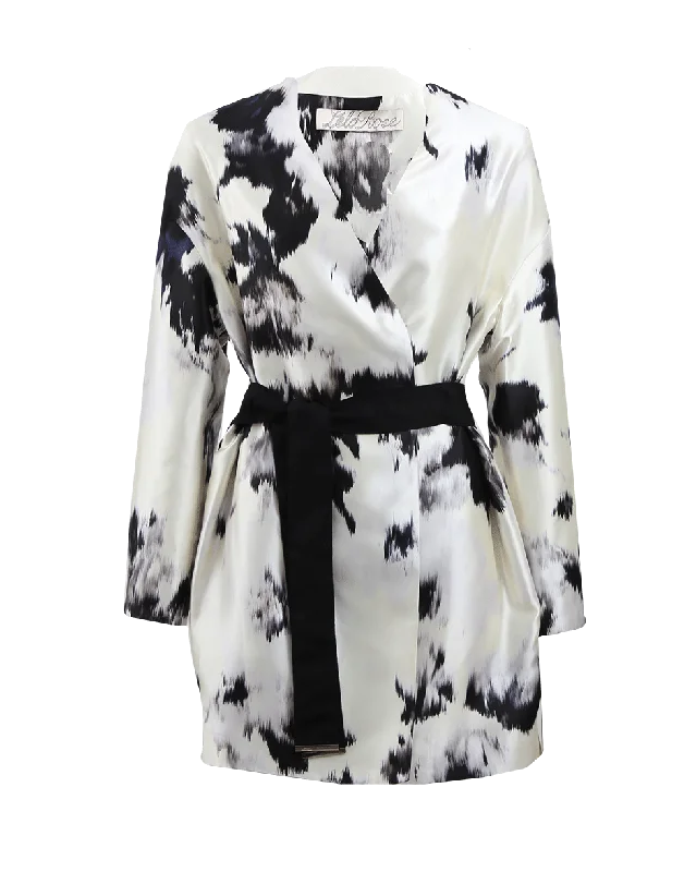 ladies' long hooded winter coat -Cocoon Printed Jacket