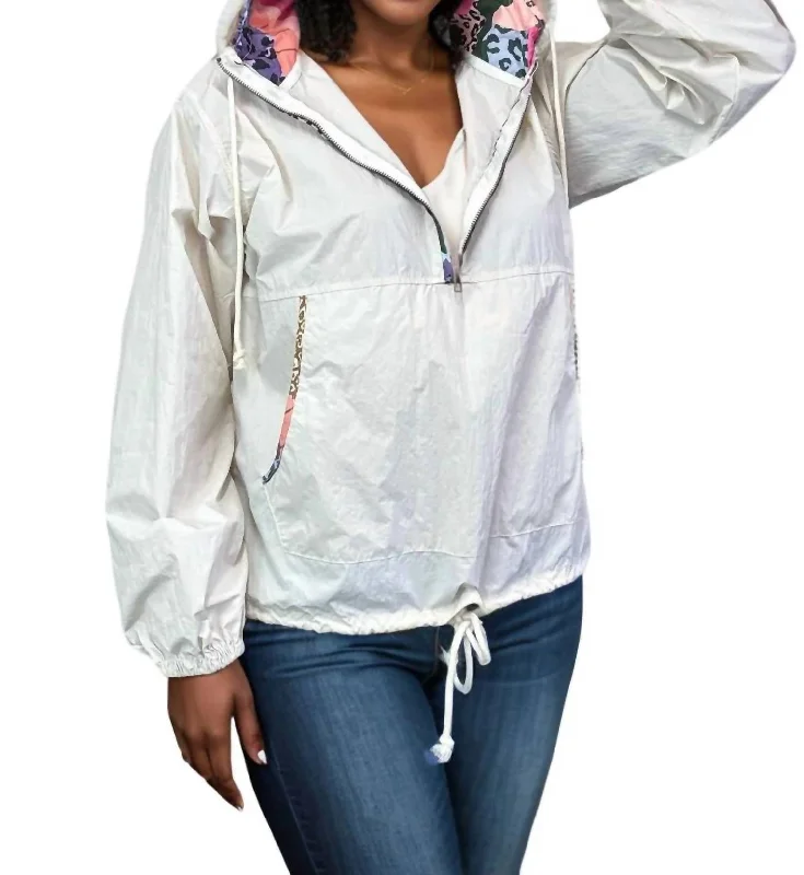 breathable softshell jacket for women -Calm Before The Storm Windbreaker In Oatmeal Multi