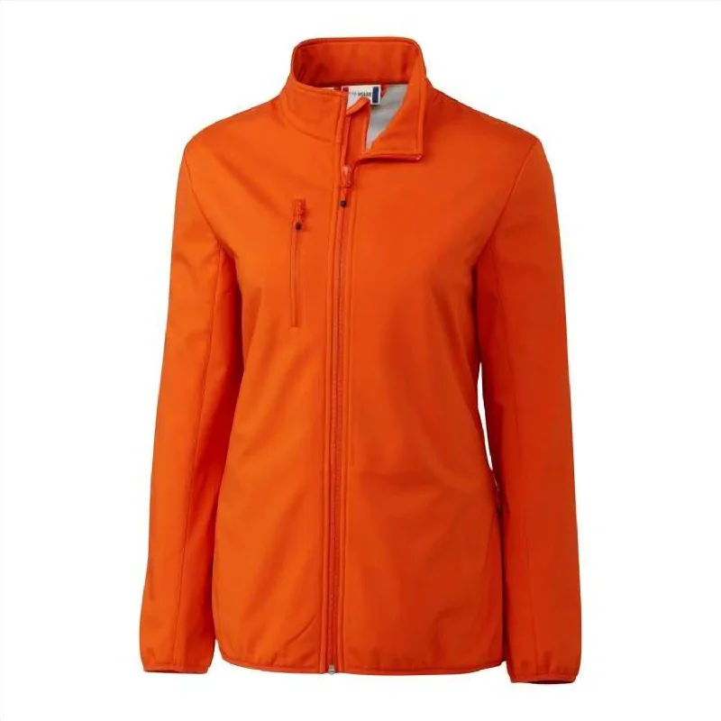 women's faux fur-lined parka -Women's Trail Stretch Softshell Full Zip Jacket In Blood Orange