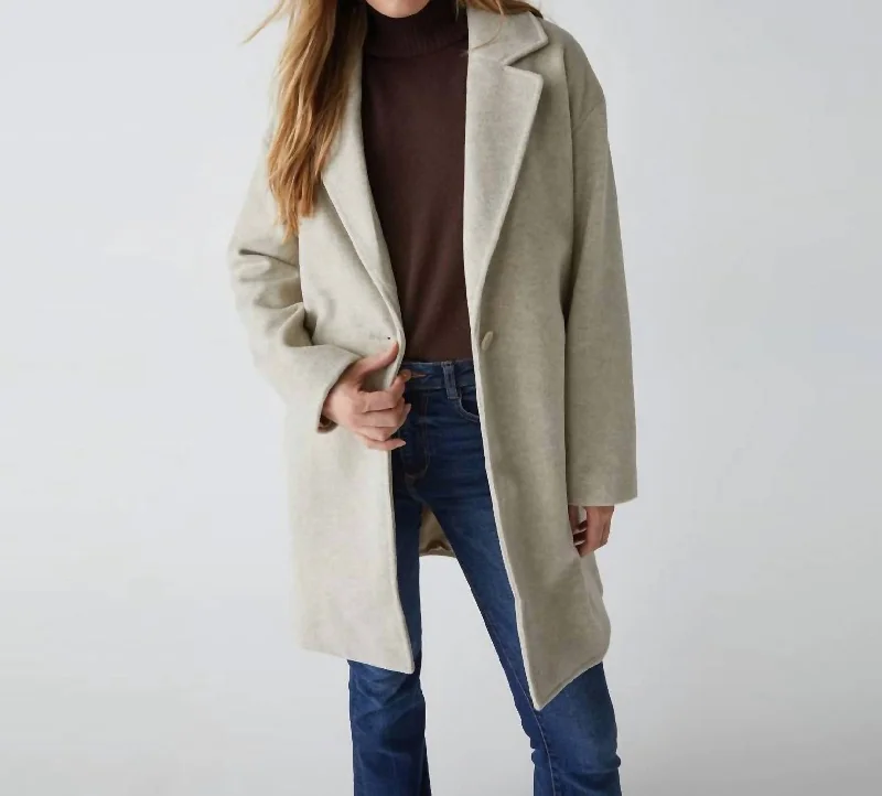 ladies' faux suede jacket -Ada Coat In Oatmeal