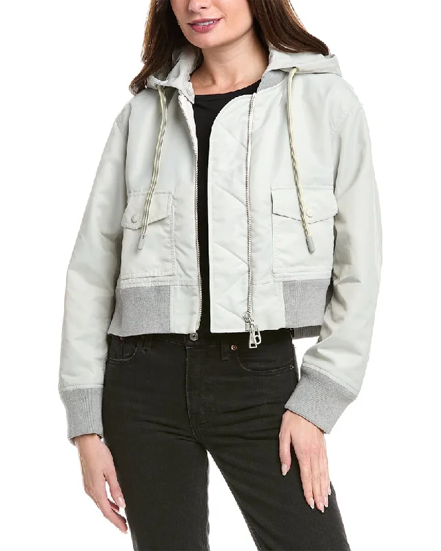 cropped faux leather jacket for women -Moncler Briseo Jacket