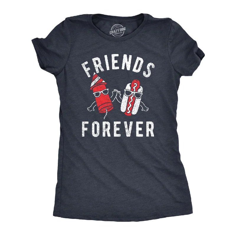 soft waffle-knit top for ladies -Friends Forever Firecracker Hot Dog Women's T Shirt