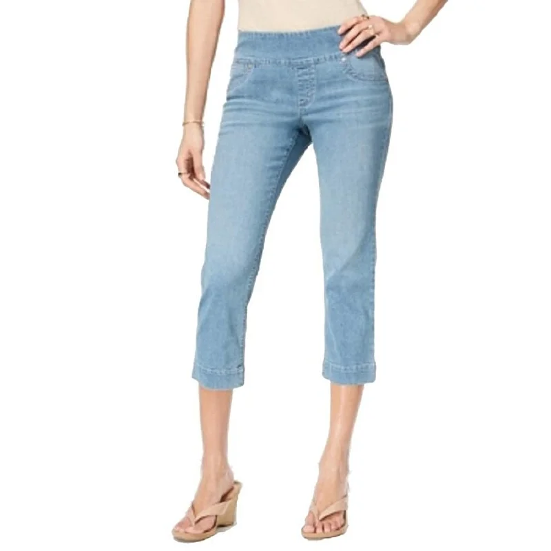 women's lightweight denim trousers -Style & Co Women's Pull On Capri Jeans Blue Size Medium