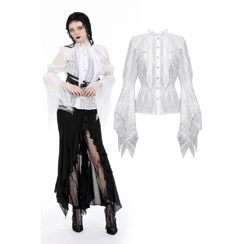 relaxed-fit linen shirt for women -Women's Gothic Irregular Flared Sleeved Unedged Shirt