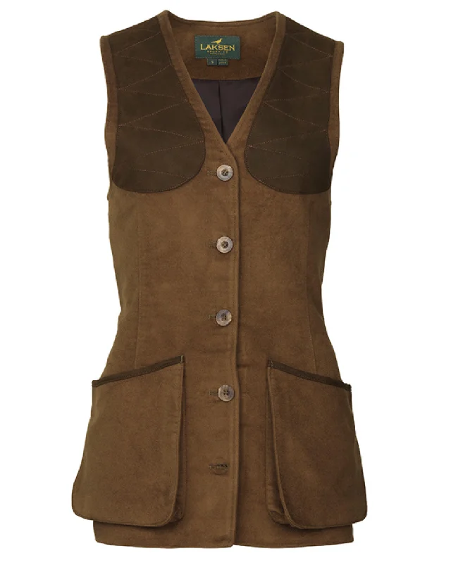 winter-ready faux shearling jacket for women -Laksen Lady Belgravia Moleskin Beauly Shooting Vest