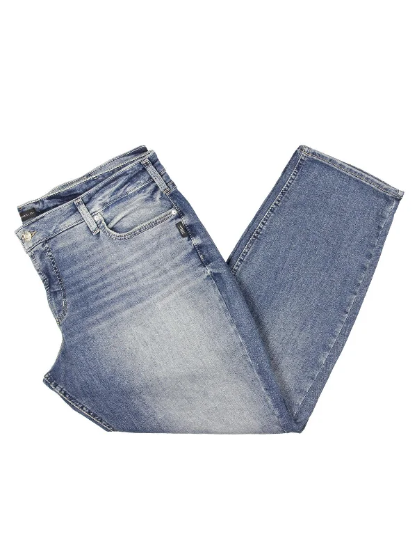 vintage-inspired wide jeans for ladies -Plus Womens Low Rise Stretch Straight Leg Jeans