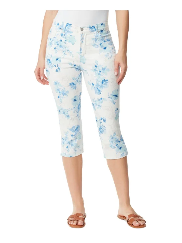 high-stretch slim fit jeans for ladies -Womens Cropped Floral Cropped Jeans