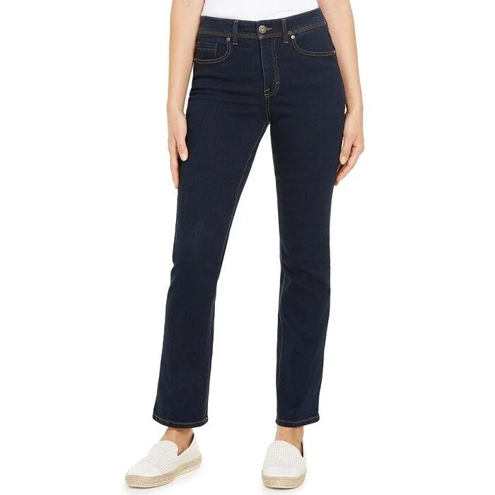 women's classic blue jeans -Style & Co Women's Tummy-Control Straight-Leg Jeans Dark Blue Size 18