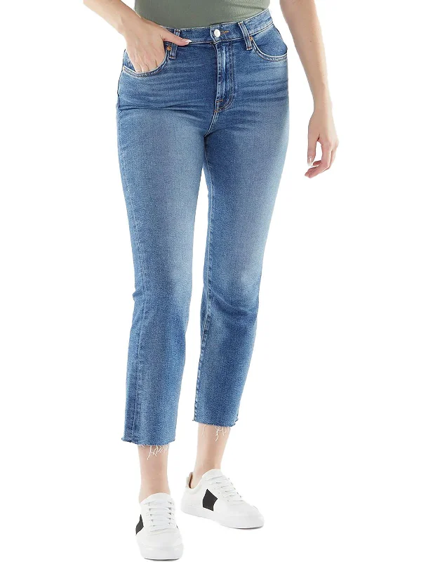 ultra-high-rise cigarette jeans for ladies -Womens High Waist Kick Flare Slim Jeans