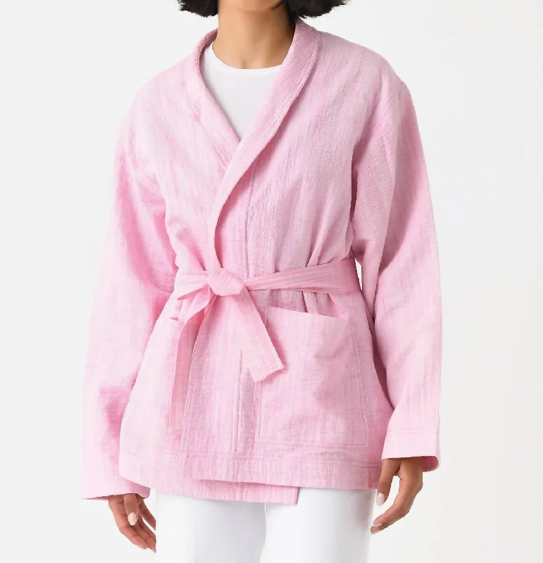 women's asymmetrical zip jacket -Cacao Jacket In Rose/blanc