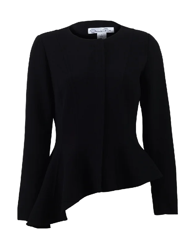 sophisticated evening coat for women -Asymmetrical Hem Jacket