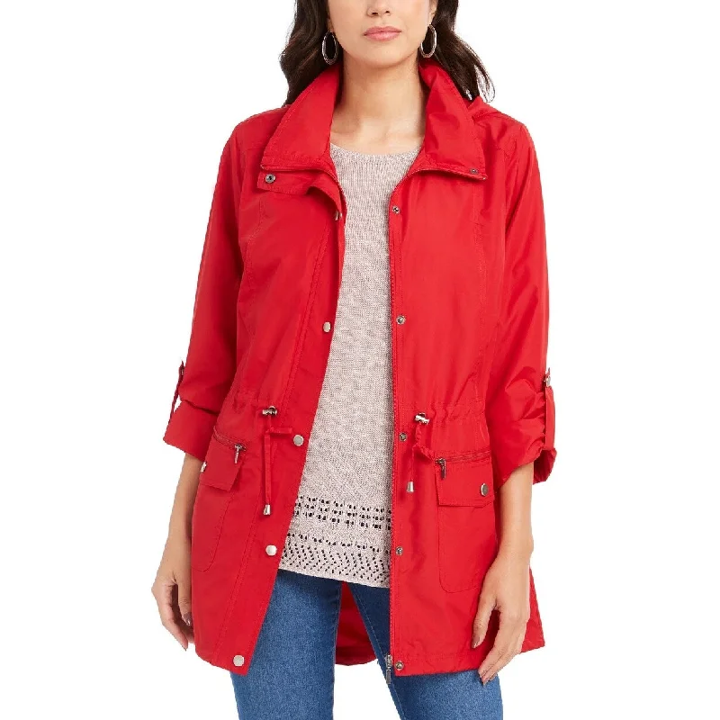 ladies' insulated ski jacket -Style & Co Women's Mock-Neck Utility Jacket Red Size XX-Large - XXL