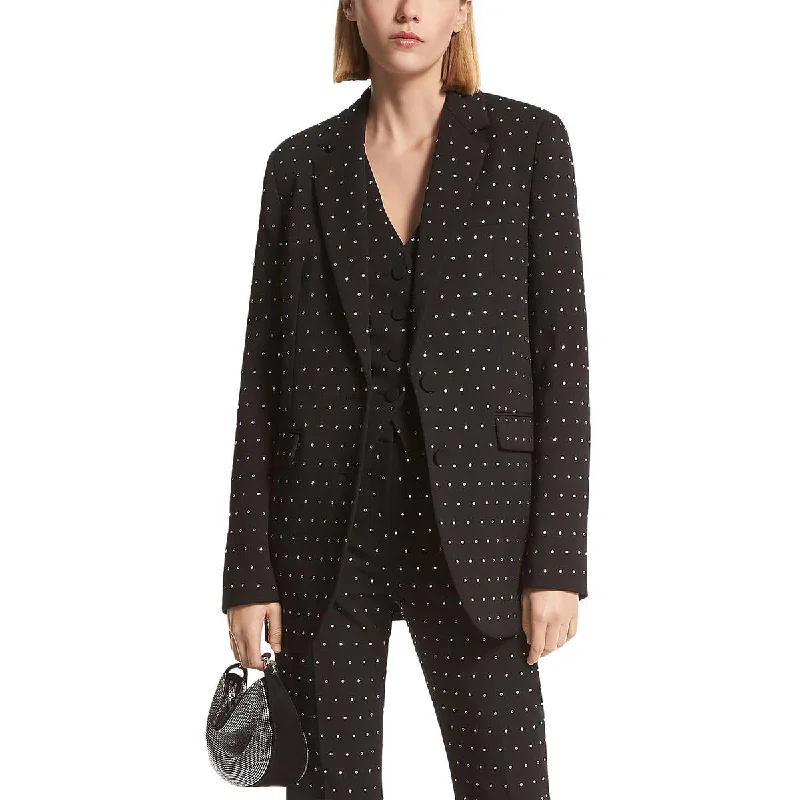 oversized women's coat -MICHAEL Michael Kors Womens Embellished Pocket Two-Button Blazer