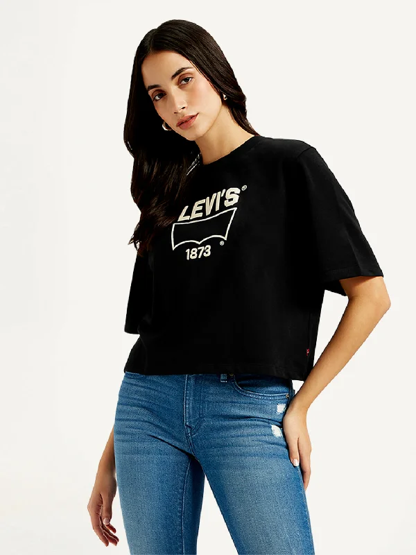 women's twist-front blouse -Women's Brand Logo Relaxed Fit T-shirt