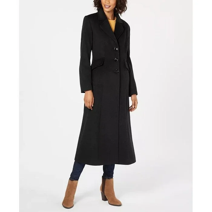 casual coats for women -Forecaster Women's Notched Collar Maxi Walker Coat Black Size 12