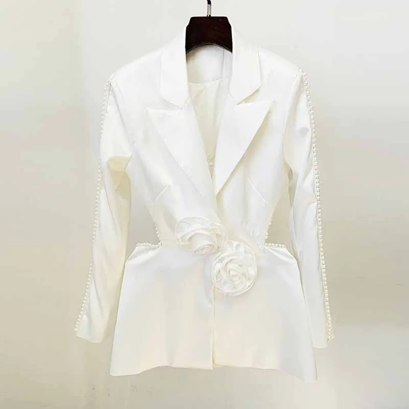 women's sherpa-lined jacket -Hollowed Wedding Pantsuit with Pearls Event Set Formal Suits