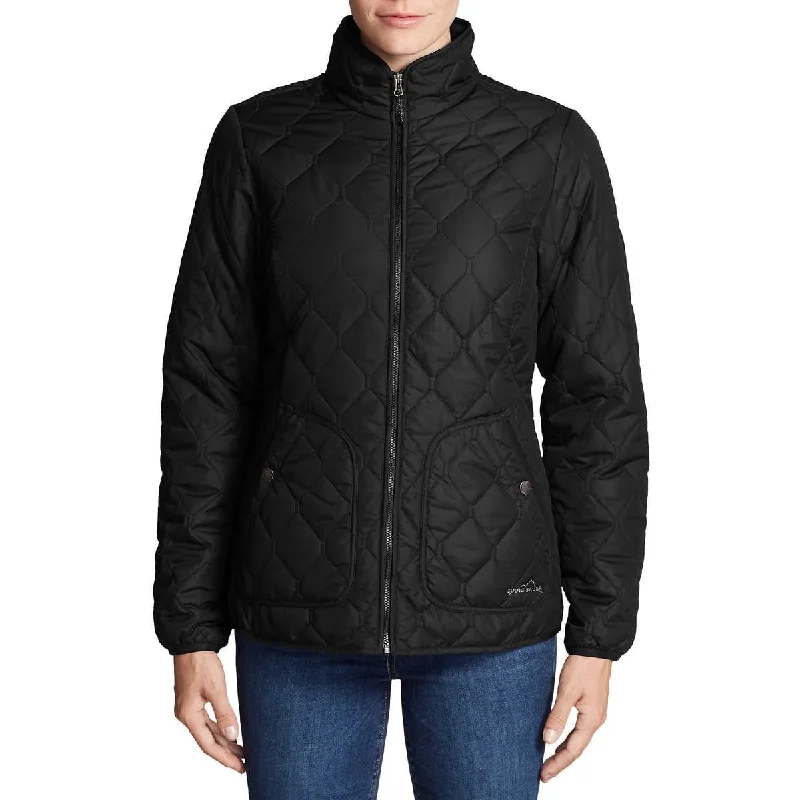 ladies' fur-lined jacket -Eddie Bauer Women's Mod Quilt Jacket Black Size Large - l