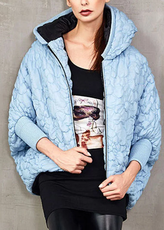 women's slim fit blazer -Casual Blue Hooded fashion Duck Down Puffer Jacket Winter