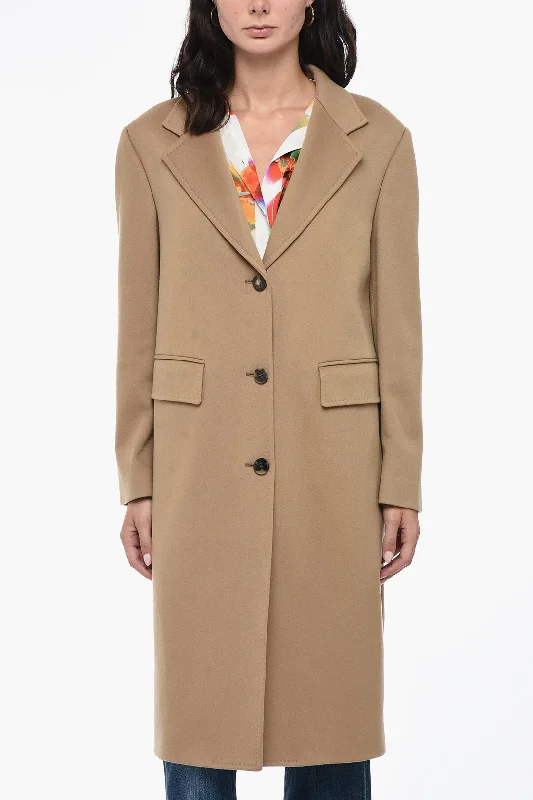 ladies' quilted coat -Alberto Biani Single Breasted Coat With Flap Pockets