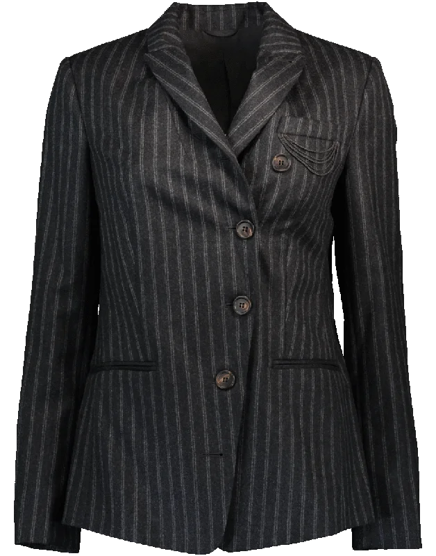 cozy oversized wrap coat for women -Double Pinstripe Jacket